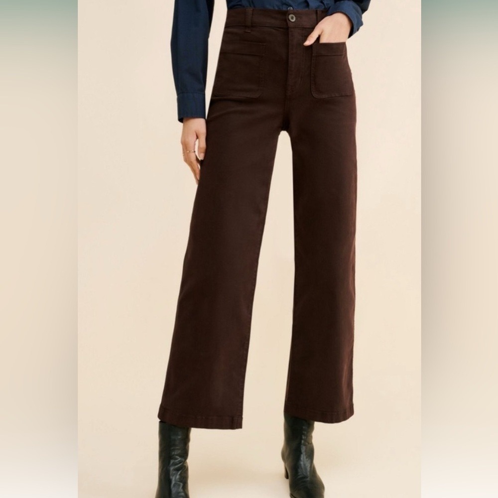 Madewell Emmett Wide Leg Crop Pants Brown Espresso High Rise Utility 29